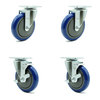 Service Caster 5 Inch Blue Polyurethane Wheel Swivel Top Plate Caster Set with 2 Brakes SCC SCC-20S514-PPUB-BLUE-2-TLB-2